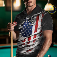 Load image into Gallery viewer, Eagle Grey Grunge American Flag Ball 8 Billiards Pool Shirt For Men Personalized Billiard Team Names NYN2697