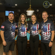 Load image into Gallery viewer, Eagle Grey Grunge American Flag Ball 8 Billiards Pool Shirt For Men Personalized Billiard Team Names NYN2697