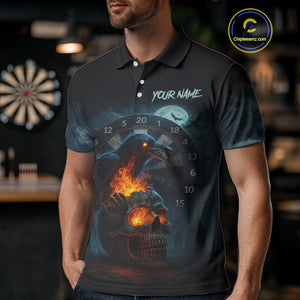 Personalized Blue Raven & Skull Grunge Dart Jerseys, Dart Team Shirts For Men Custom NYN1096