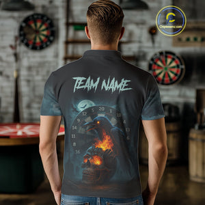 Personalized Blue Raven & Skull Grunge Dart Jerseys, Dart Team Shirts For Men Custom NYN1096