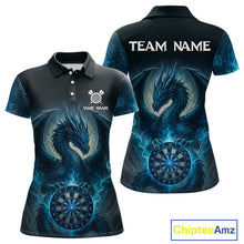 Load image into Gallery viewer, Custom Black And Blue Smoke Dragon Dartboard Dart Shirt For Women Outfits Dart Jerseys NYN1087