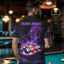Load image into Gallery viewer, Purple Funny Dragon Thunder Ball Pool Billiard Team Shirt For Men Custom Billiards Ball Attire NYN2700