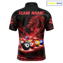 Load image into Gallery viewer, Red Funny Dragon Thunder Ball Pool Billiard Team Shirt For Men Custom Billiards Ball Attire NYN2701