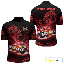 Load image into Gallery viewer, Red Funny Dragon Thunder Ball Pool Billiard Team Shirt For Men Custom Billiards Ball Attire NYN2701