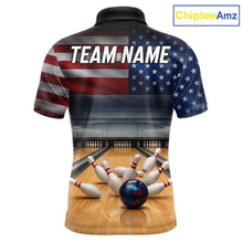 Load image into Gallery viewer, Personalized Fire Flame USA Flag Eagle Bowling Team Shirts For Men Outfits Patriotic Bowling Gifts NYN3073