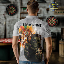 Load image into Gallery viewer, Men's Custom Darts Shirt With Death Reaper Fiery Dartboard &amp; Lightning Effect NYN0295