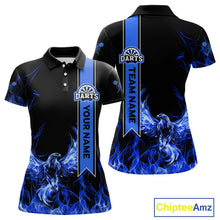 Load image into Gallery viewer, Custom Blue Flames Eagle Dart Shirts For Women Eagle Dart Team Jerseys Personalized NYN1110