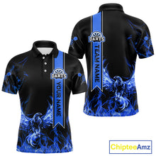 Load image into Gallery viewer, Custom Blue Flames Eagle Dart Shirts For Men Eagle Dart Team Jerseys Personalized NYN1110