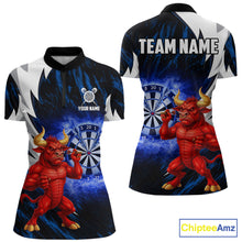 Load image into Gallery viewer, Personalized Blue Dartboard Flame Dart Polo &amp; Quarter Zip Shirt Funny Bull Darts Attire For Women NYN2870