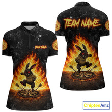 Load image into Gallery viewer, Crazy Rabbit Dartboard Fire Flame Darts Shirt For Women Custom Name &amp; Team Grunge Dart Outfits Jerseys NYN3080