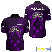 Load image into Gallery viewer, Purple Dark Lightning Wolf Dartboard Men's Darts Shirt - Custom Team Jersey NYN0578