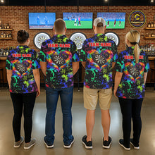 Load image into Gallery viewer, Heart Colorful Splatter Dartboard Men Darts Polo Shirt Custom Valentine Dart Couple Jerseys NYN2526