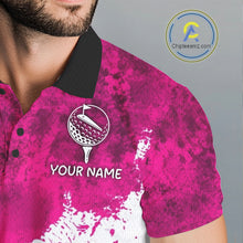 Load image into Gallery viewer, Yellow - Pink Grunge Mens Golf Polo Shirt Custom Flamingo Summer Tropical Golf Team Clothing NYN3263