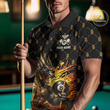 Load image into Gallery viewer, Male billiards player wearing Beer Funny Dragon 8 Ball pool jersey during tournament and league competition
