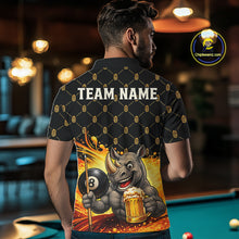 Load image into Gallery viewer, Male pool player wearing Beer Funny Rhino 8 Ball billiard jersey during league night and recreational tournament