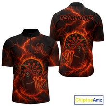 Load image into Gallery viewer, Custom Red Flames Grim Reaper Lightning Dart Men 1/4-Zip Jerseys Outfits Dart Gifts NYN1719