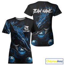 Load image into Gallery viewer, Custom Blue Grunge Shark Pickleball 3D Ball Jerseys Women Funny Pickleball League Shirts NYN2225