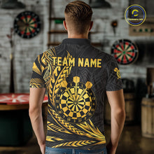 Load image into Gallery viewer, Personalized Black &amp; Gold Tribal Darts Polo &amp; Quarter-Zip Custom Dart Shirts For Men Dart Jerseys  NYN2885