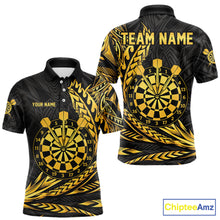 Load image into Gallery viewer, Personalized Black &amp; Gold Tribal Darts Polo &amp; Quarter-Zip Custom Dart Shirts For Men Dart Jerseys  NYN2885