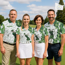 Load image into Gallery viewer, Funny Mens Golf Polo Shirt Custom Green Argyle Pattern Golf Ball Personalized Skull Golf Shirts NYN3100