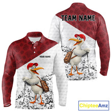 Load image into Gallery viewer, Funny Duck Golfer Mens Golf Polo Shirt Custom Black Grunge Tropical Team Golf Shirts | Red NYN3101