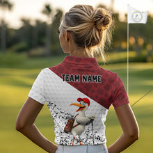 Load image into Gallery viewer, Funny Duck Golfer Womens Golf Polo Shirt Custom Black Grunge Tropical Team Golf Shirts | Red NYN3101