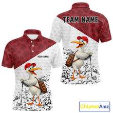 Load image into Gallery viewer, Funny Duck Golfer Mens Golf Polo Shirt Custom Black Grunge Tropical Team Golf Shirts | Red NYN3101