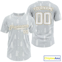 Load image into Gallery viewer, Custom Grey Snowflake Baseball Christmas Shirt For Men Outfits Xmas Baseball Jerseys NYN1471