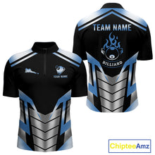 Load image into Gallery viewer, Custom Flame 8 Ball Pool Men Billiard Ball Shirts Gradient Blue &amp; Silver Billiard Pool Jerseys NYN2895