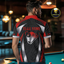 Load image into Gallery viewer, Personalized 8 Ball Pool Men Billiard Shirts Gradient Red &amp; Silver Tribal Billiard Pool Apparel NYN2896