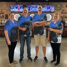 Load image into Gallery viewer, Blue Grunge Dragon Dartboard Custom Women Darts Quarter-Zip League Shirts Dragon Dart Jerseys NYN2240