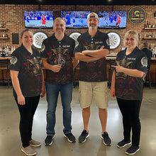 Load image into Gallery viewer, Red Splatter Grunge Dinosaur Darts Shirt For Men Custom Skeleton Horror Team Dart Jerseys NYN3118