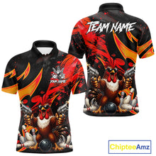 Load image into Gallery viewer, Rooster Gun Men Bowling Polo Shirt Custom Funny Cute Bowling Team Outfits