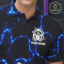 Load image into Gallery viewer, Funny Sleeping Raccoon Mens Bowling Shirt Custom Thunder Lightning Cute Bowling Team Outfits NYN3284