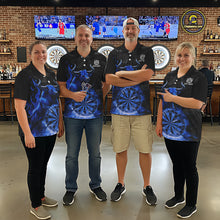 Load image into Gallery viewer, Blue Funny Bull Fire Flame Dartboard Custom Women Darts Quarter-Zip League Shirts Dart Jerseys NYN2245