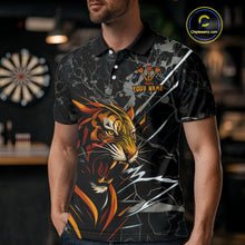 Load image into Gallery viewer, Custom Men's Dart Team Shirt - Fierce Tiger &amp; Dartboard - Personalized Name &amp; Team NYN0334