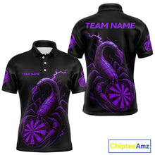 Load image into Gallery viewer, Custom Lightning Purple And Black Scorpion Dart Polo Shirt For Men Outfits Dart Team Jersey NYN1497