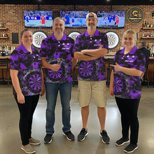 Load image into Gallery viewer, Purple Grunge Skull Cracked Glass Dartboard Custom Women Darts Quarter-Zip Shirts Dart Team Jerseys NYN2260