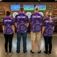 Load image into Gallery viewer, Purple Grunge Skull Cracked Glass Dartboard Custom Women Darts Quarter-Zip Shirts Dart Team Jerseys NYN2260