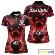 Load image into Gallery viewer, Dragon 3D Pool 8 Ball Women's Billiard Shirt Custom Red Flaming Billiard Team League Attire NYN2546