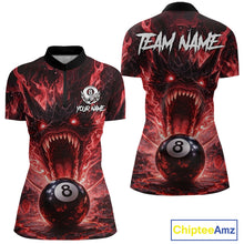 Load image into Gallery viewer, Dragon 3D Pool 8 Ball Women's Billiard Shirt Custom Red Flaming Billiard Team League Attire NYN2546