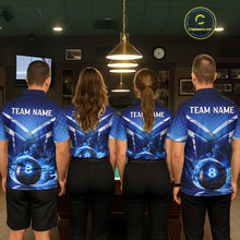Load image into Gallery viewer, Personalized Blue &amp; Silver Billiard 3D Shirts For Women Ball 8 Flame Billiard Jerseys For Gifts NYN2923