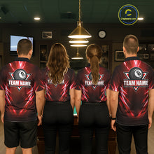 Load image into Gallery viewer, Black And Red 8 Ball Pool Billiard Shirts For Women Custom Lightning Pool Team Billiard Jersey NYN2925