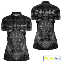 Load image into Gallery viewer, Grey Skull Pattern Dragon Darts League Shirt Custom Retro Skull Women Darts 1/4-Zip Jersey NYN2049