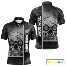 Load image into Gallery viewer, Custom Black And Grey Smokes Skull Dartboard Dart Shirts For Men Dart Team Jerseys NYN0067