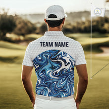 Load image into Gallery viewer, Mens Golf Clothing Blue Fluid Pattern Golf Polo Shirt Custom White Golf Ball Golf Upf Shirts NYN2929