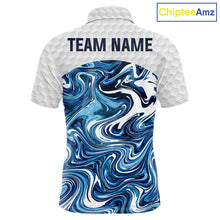 Load image into Gallery viewer, Mens Golf Clothing Blue Fluid Pattern Golf Polo Shirt Custom White Golf Ball Golf Upf Shirts NYN2929