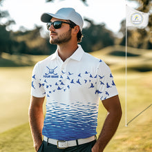 Load image into Gallery viewer, Mens Funny Golf Shirts Waving Pattern Golf Clothing Custom Shark Golf Polo, Best Golf Gifts NYN2934