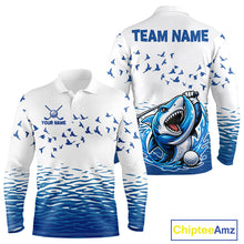 Load image into Gallery viewer, Mens Funny Golf Shirts Waving Pattern Golf Clothing Custom Shark Golf Polo, Best Golf Gifts NYN2934