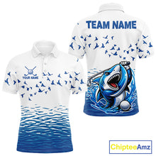 Load image into Gallery viewer, Mens Funny Golf Shirts Waving Pattern Golf Clothing Custom Shark Golf Polo, Best Golf Gifts NYN2934